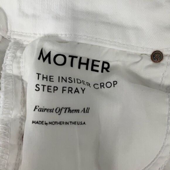 Mother White The Insider Stretch Bootcut Raw Hem Crop Step Fray Jeans Size 24 - Picture 6 of 10